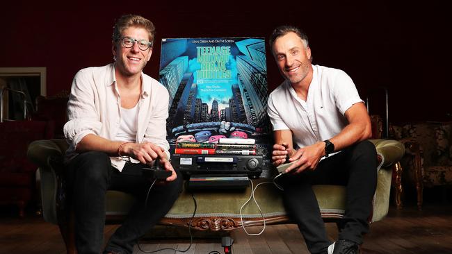 Creator of Rewind Cinema, Graziano Di Martino, with his brother, Dino Di Martino, surrounded by their childhood favourite movies. Picture: Nikki Davis-Jones