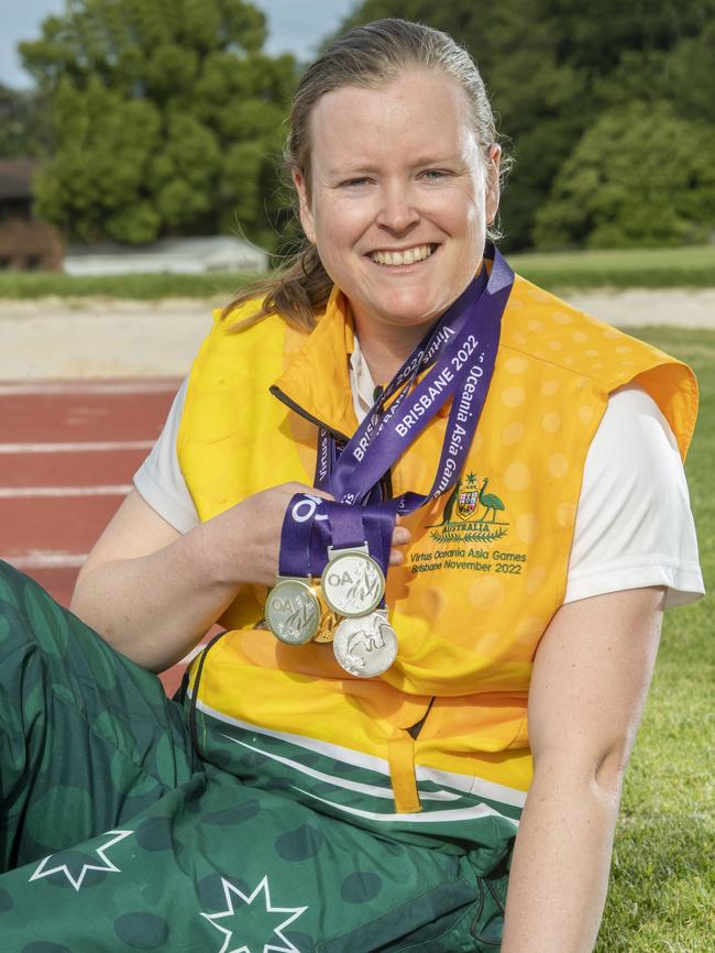 Belinda Slatter won multiple medals at the Virtus Oceania Asia Games in Brisbane.