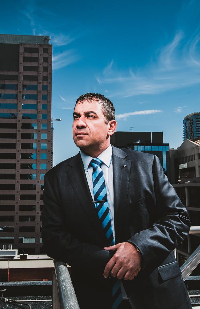 Ross Pelligra, construction magnate and property developer at his latest acquisition, 80 King William Street, Adelaide. Picture Matt Turner.