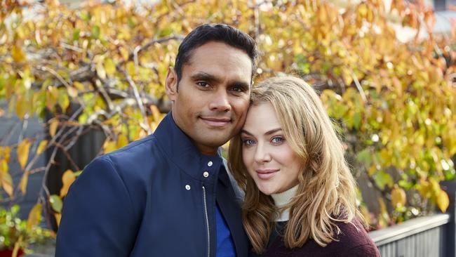 Collins with Jessica Marais on Channel 10’s The Wrong Girl.