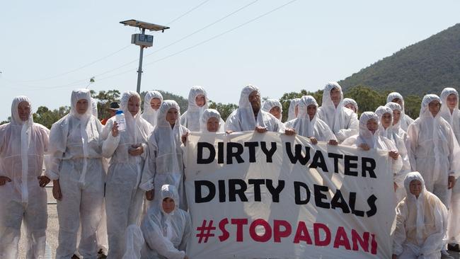 Anti-Adani protesters inspect Abbot Point coast port following reports Adani polluted the adjacent wetlands in Bowen, Queensland. Source: Front Line Action on Coal