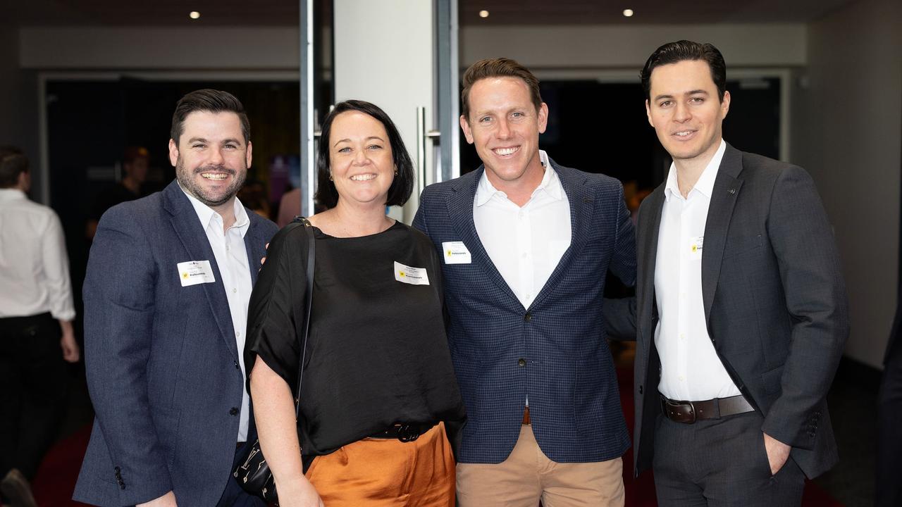 Chris Bevans, Stacy Miller, Glenn O’Kearney, Joel Caddle at the YP Gold Coast City Leaders Forum, 2023. Picture: Celeste Humphrey