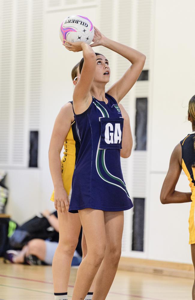 Ariana Jeffrey of St Ursula's in the Laura Geitz Cup netball carnival at The Glennie School, Sunday, March 16, 2025. Picture: Kevin Farmer