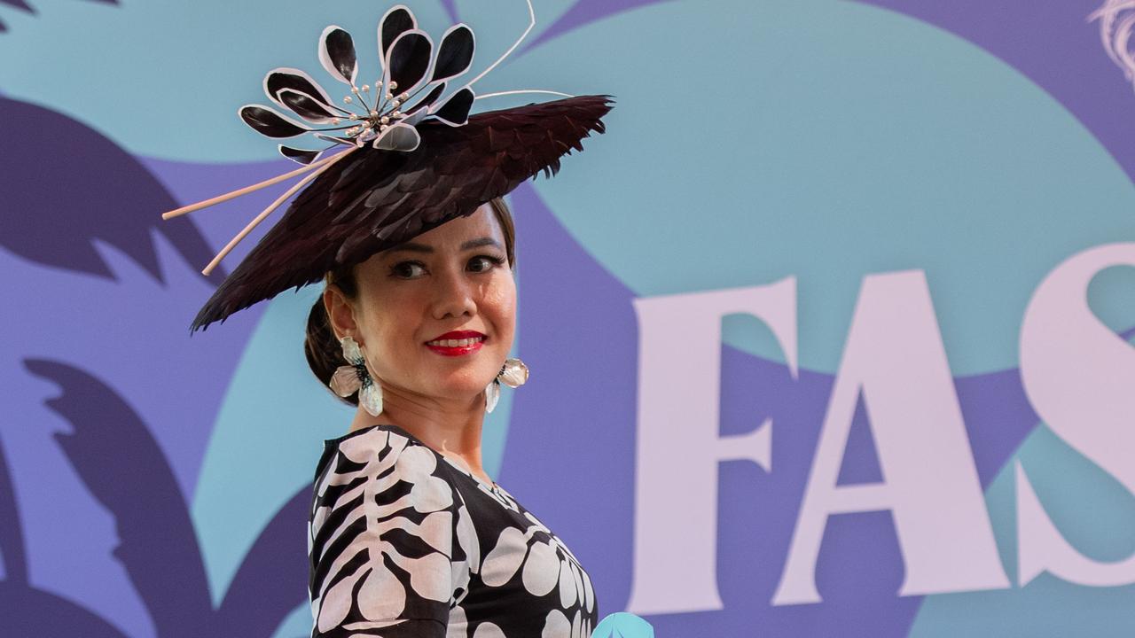 Anggie Wibowo at the Fashions of 2024 Darwin Cup Carnival Derby Day. Picture: Pema Tamang Pakhrin