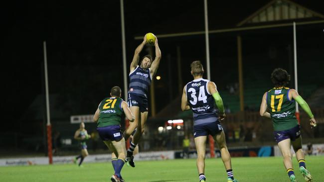 Keegan Brooksby marks for the Panthers. Picture: Emma Brasier/AAP