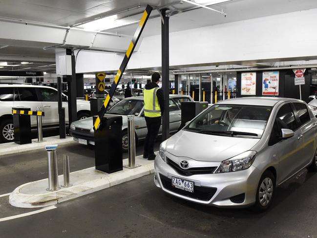 Paid parking after 3 hours free at Ringwood's Eastland will commence later this month. The new number plate recognition cameras will operate the boom gates at the centre. Shoppers will scan parking tickets into ticket machines to determine any payment due. Picture: Steve Tanner
