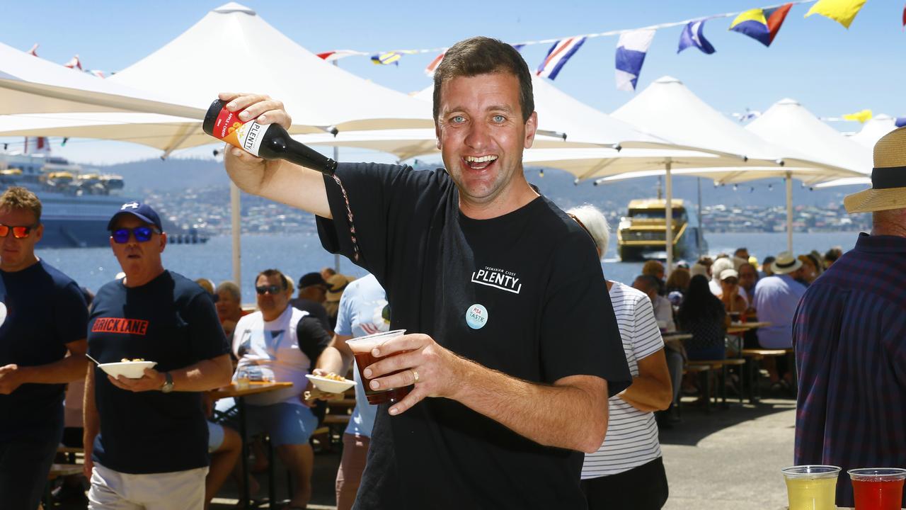 Day two of The Taste of Tasmania - Adam D'Arcy of Plenty Cider is pictured as he launches his range of ciders. Picture: MATT THOMPSON