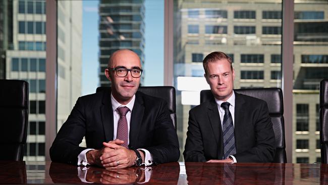 Len Chersky and Stuart Upson from Brookfield at their office in Sydney. Picture: Adam Yip