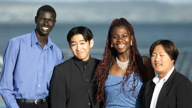 Education Elizabeth College Formal school leavers from left Madut Anyar Tony Nguyen Dorcas Akorsu and Chia Yang all of Hobart at the Wrest Point Casino