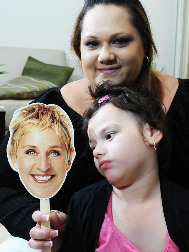 Alyssa McCartney, who is a massive Ellen DeGeneres fan, with mum Bec.