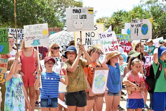 School students and community members gather at Peregain Beach to tell our politicians to take all them seriously and start treating climate change for what it is: a crisis and the biggest threat to our generation and gererations to come. Picture: Patrick Woods