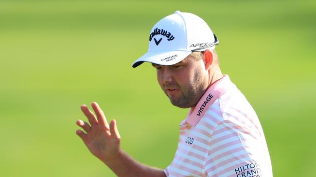 Marc Leishman of Australia reacts after a eagle on the second hole during the first round of The PLAYERS Championship. Picture: Sam Greenwood/Getty Images