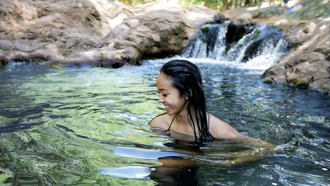 Mardee Rodel cools off at Currumbin Rock pools. Pic by Luke Marsden.