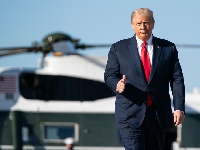 US President Donald Trump arrives to board Air Force One at Joint Base Andrews in Maryland. Picture: AFP