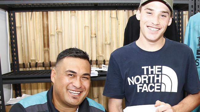 Joseph Te Puni-Fromont with student Kaiden Martin-Fierro. Kaiden was close to jail time but after completing an Everything Suarve course he’s now employed full time. Picture: Tertius Pickard