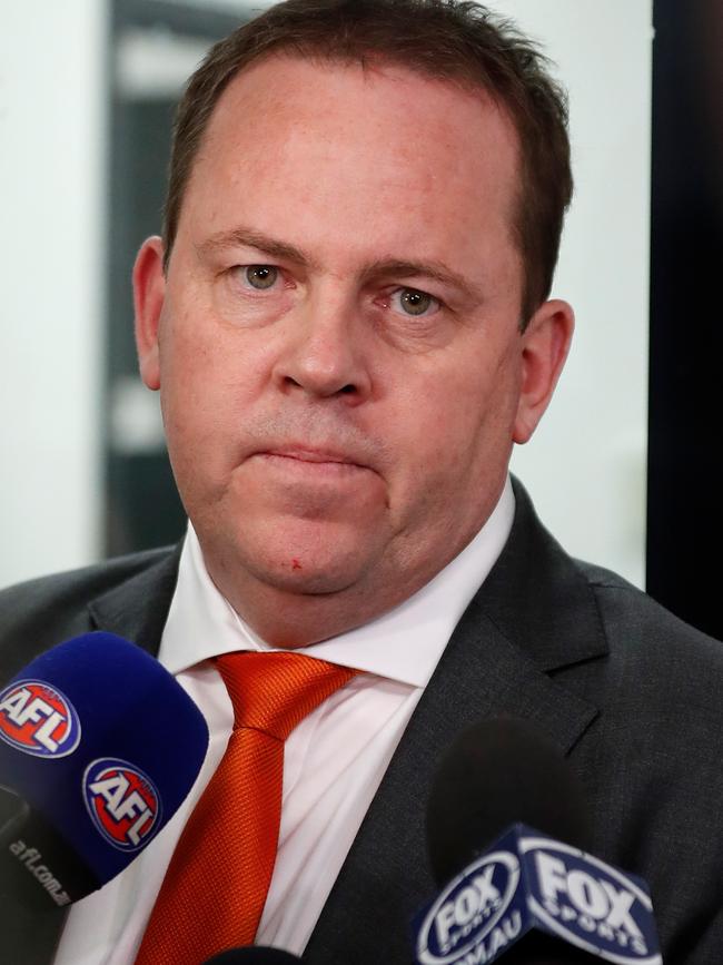 GWS boss David Matthews believes warmer Sydney temperatures would make it easier to contain the coronavirus threat. Picture: AFL Photos/Getty Images