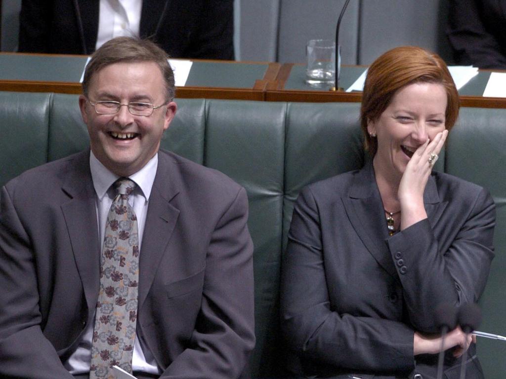 Opposition frontbenchers Anthony Albanese and Julia Gillard in 2004. Picture: John Feder
