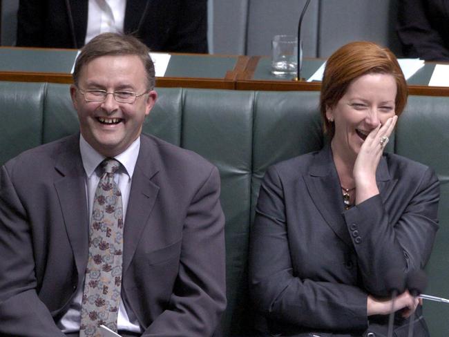 Opposition frontbenchers Anthony Albanese and Julia Gillard in 2004. Picture: John Feder