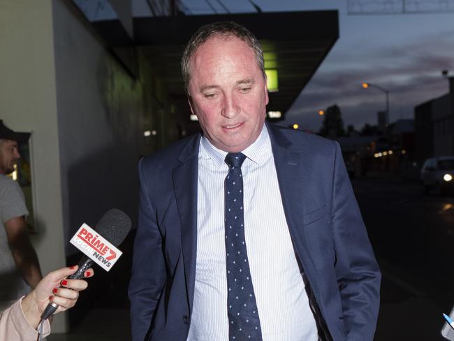 National Party Leader Barnaby Joyce arriving at the Nationals Party NSW branch general meeting in Armidale on Wednesday evening. Picture: Hollie Adams/The Australian