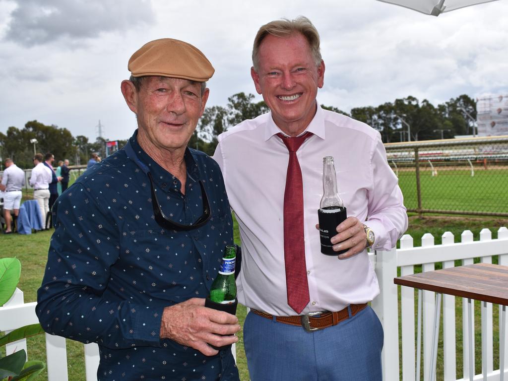 Mark Young and Peter Turner at The Archer race meeting at Callaghan Park, Rockhampton, on May 7, 2022.