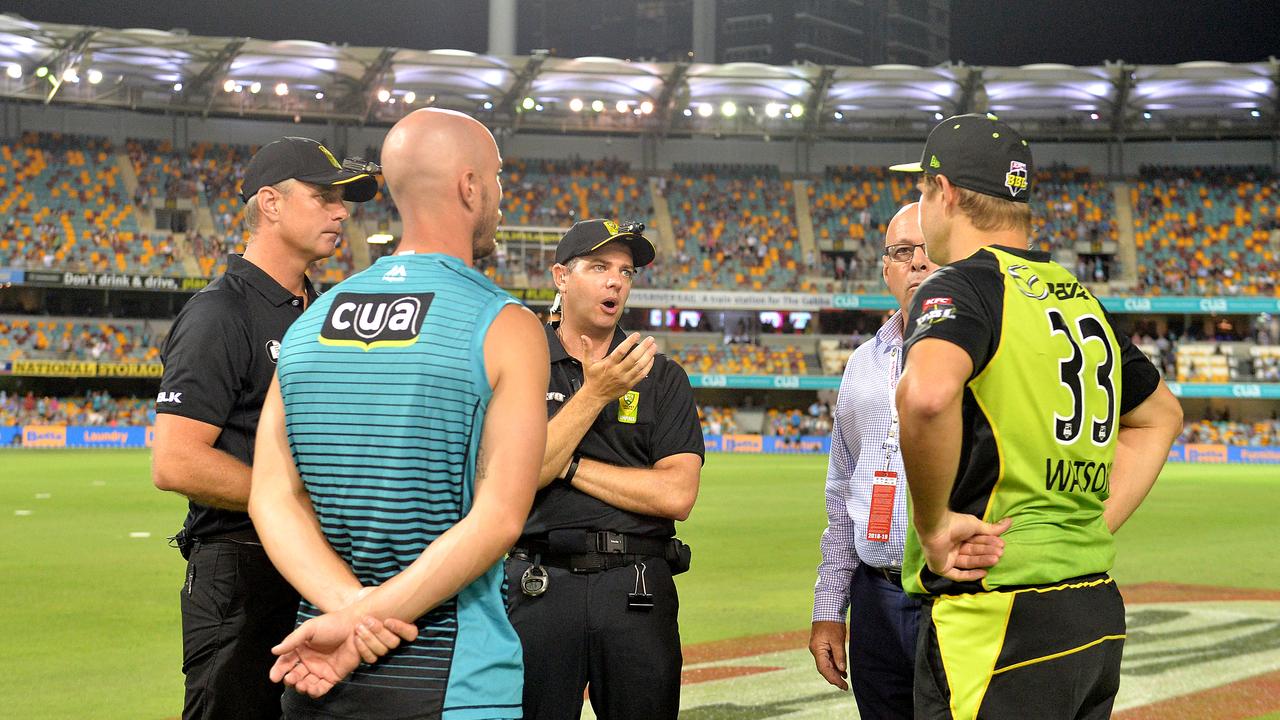 Chris Lynn made another reference about the abandoned game after the toss. Photo: Bradley Kanaris/Getty Images.