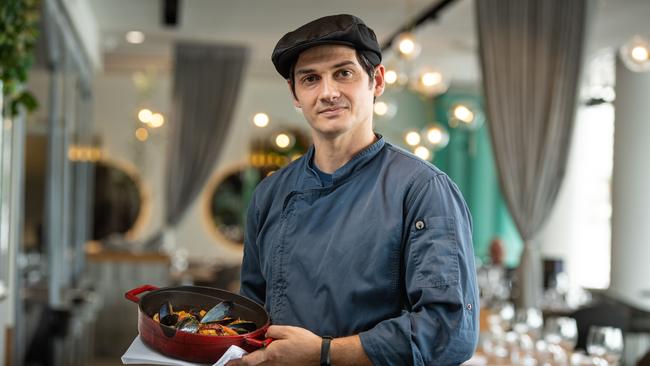 Massimo restaurant executive chef Erik Di Luca with his Seafood Gnocchi. Picture: Brad Fleet