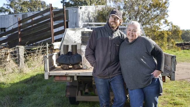 Jono Hurst and Nat Hardy at Brooklands Free Range Farms.