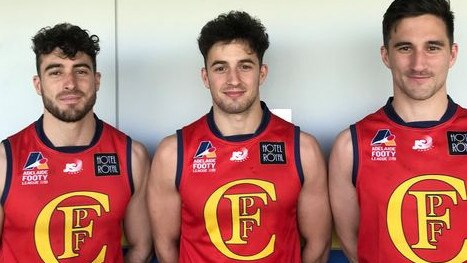 Tom Schwarz (right) with brothers Nic and James. Picture: Flinders Park Football Club