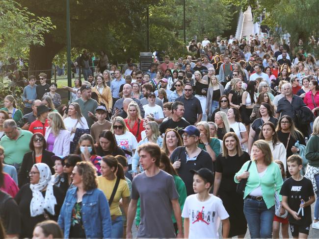 Crowds gather at the MCG for the second Ed Sheeran Concert at the MCG. Friday, March 3, 2022. Picture: David Crosling