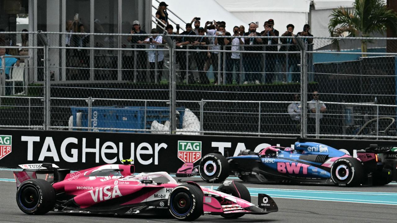 New Zealand driver Liam Lawson and Alpine's French driver Jack Doohan clashed on the opening lap. Picture: AFP