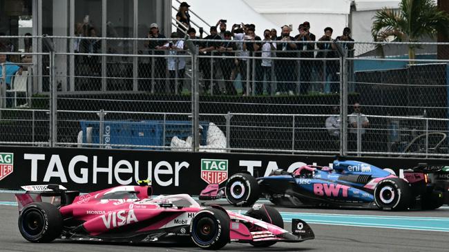 New Zealand driver Liam Lawson and Alpine's French driver Jack Doohan clashed on the opening lap. Picture: AFP