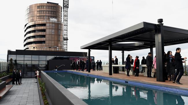 The Whitehorse Towers rooftop, which offers sweeping views of the Melbourne skyline. Picture: Nicole Garmston