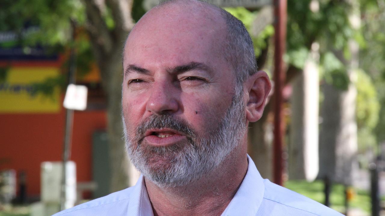 Northern Territory Treasurer Bill Yan talks to the media in the Todd Mall, Alice Springs, January 2, 2025. Picture: Gera Kazakov