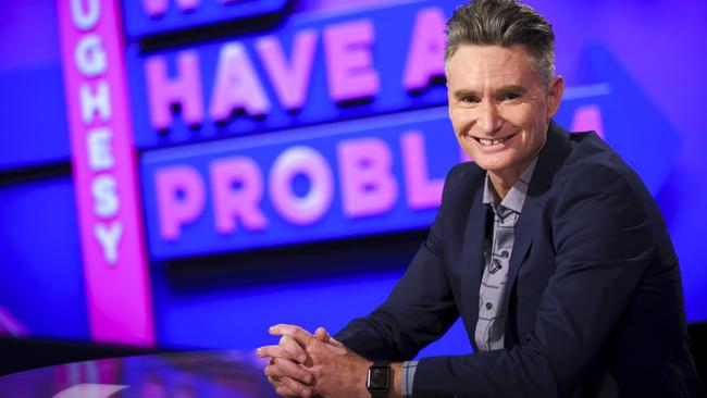 Dave Hughes on the set of his Channel 10 show Hughesy, We Have A Problem