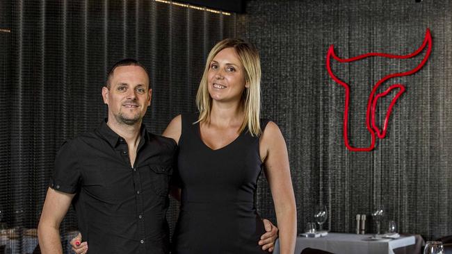 Moo Moo The Wine Bar + Grill owners Steven Adams and Autumn Adams. Picture: Jerad Williams