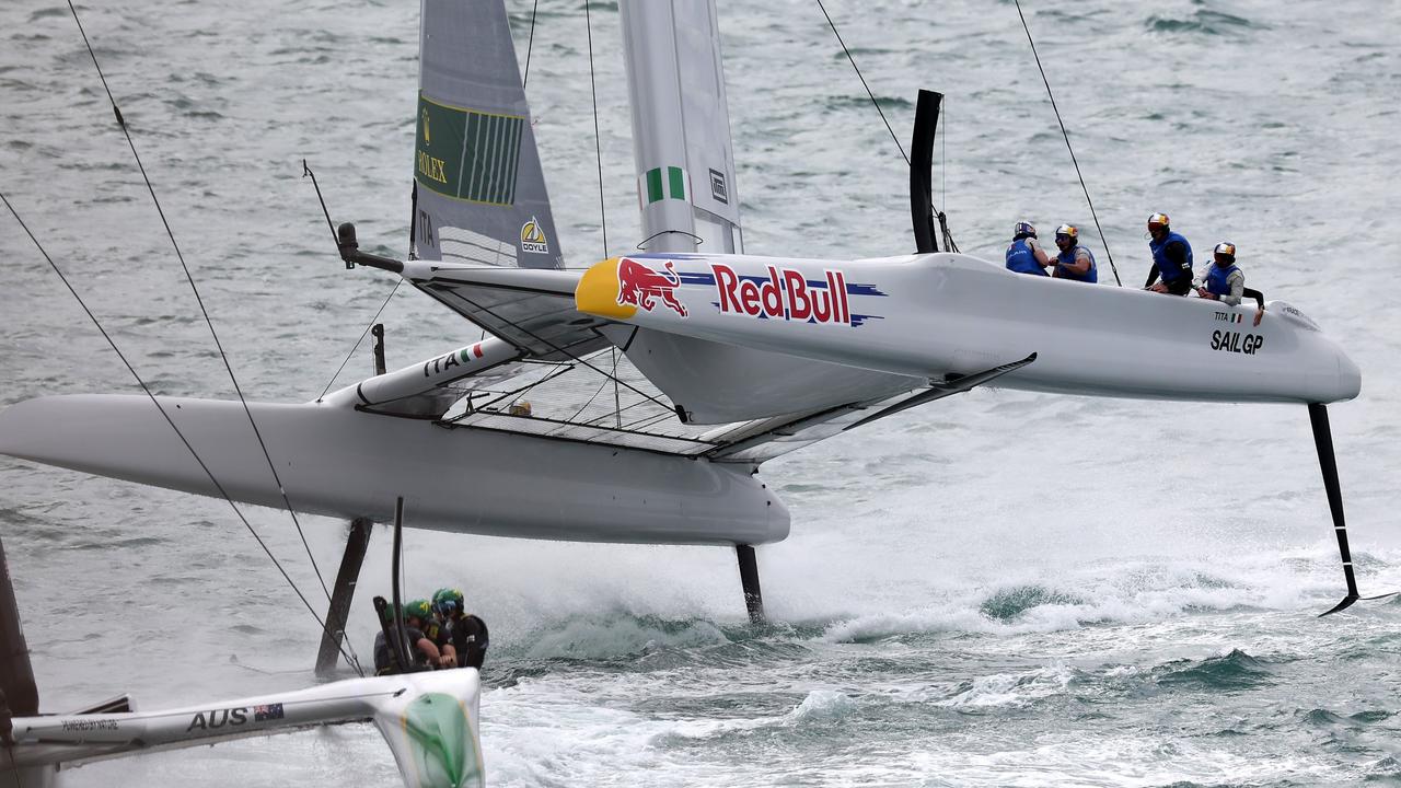 Team Italy, with Kyle Langford, racing in the SailGP Auckland event. Pictire: Phil Walter/Getty Images