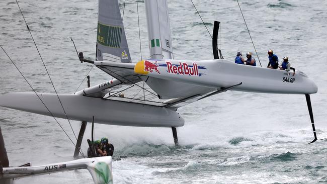 Team Italy, with Kyle Langford, racing in the SailGP Auckland event. Pictire: Phil Walter/Getty Images