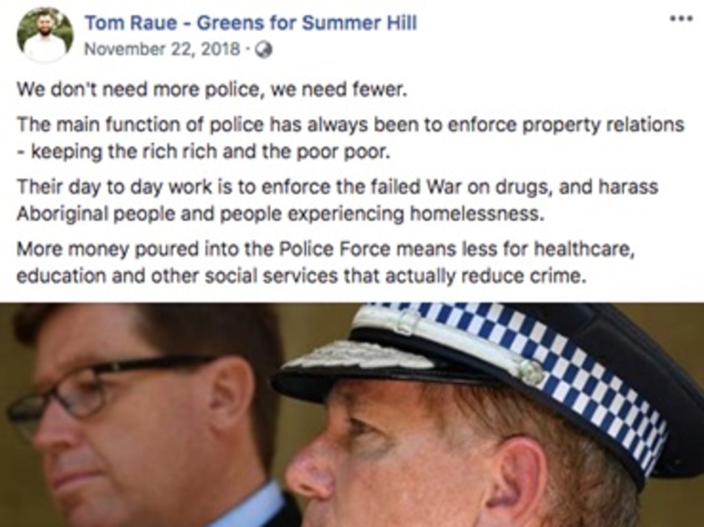 More past social media posts from Greens candidate Tom Raue have come back to haunt him.
