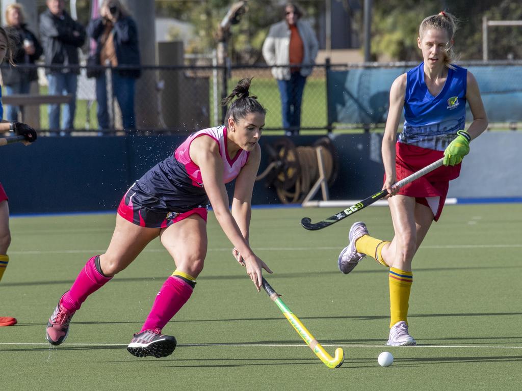 Kacie Trost, Toowoomba. Toowoomba 1 vs Brisbane. Hockey Queensland Championship at Clyde Park, Toowoomba. Saturday, May 1, 2021. Picture: Nev Madsen.