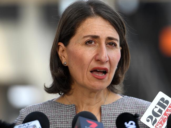 NSW Premier Gladys Berejiklian speaks to media during a press conference at Penrith Station, in Penrith, Sydney, Tuesday, March 5, 2019. The Premier and Transport Minister announced additional express train services would be added to the morning and afternoon peak on the T1 Western Line. (AAP Image/Dan Himbrechts) NO ARCHIVING