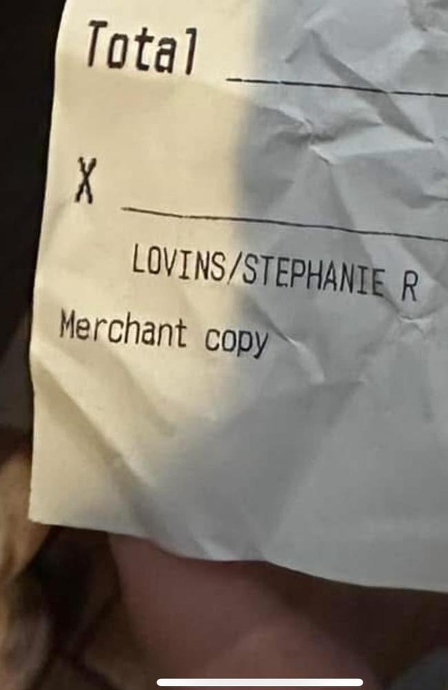 Her name was printed at the bottom of the receipt. Picture: Facebook/JasmineLisi