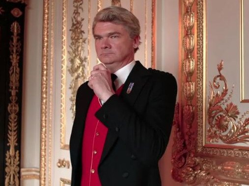 The Queen's determination impressed actor and writer Simon Farnaby, who played the royal footman in the clip. Picture: BBC