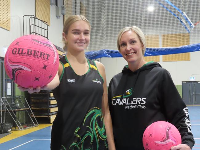 Cavaliers coach Katie O’Neill with player and daughter Paige. Picture: Jon Tuxworth