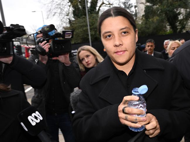 Sam Kerr arrives at the Kingston Crown Court in London. Picture: Leon Neal/Getty Images