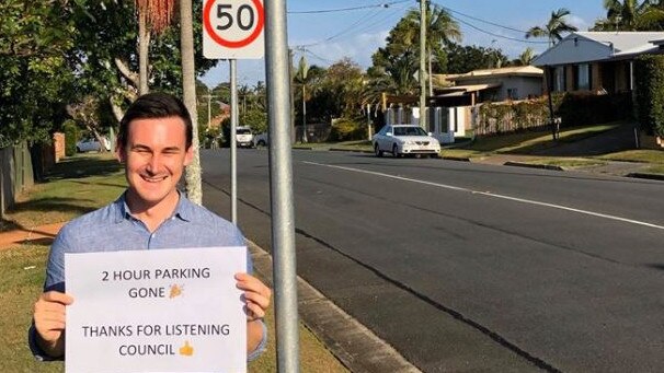 Bonney MP Sam O'Connor who has lobbied successfully for changes to the council traffic plan in his electorate which covers two hour parking zones.