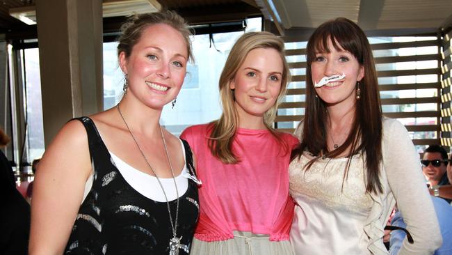 t Socials Out and About, Movember Gala end of fundraising event celebrations by Mo Bros and Mo Sistas at the Metz in Sandy Bay, from left, Claire Shield, of Sandy Bay, Ingrid Cox, of South Hobart, and Kezia Plumb, of Lauderdale