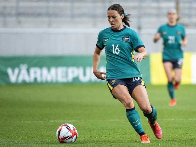 Hayley Raso of Australia during the Women's International Friendly match between Sweden and Australia (Photo by David Lidstrom/Getty Images)