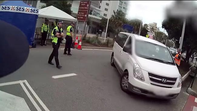 Six Victorian travellers in this mini-van were fined $4,000 each after attempting to enter Queensland with false border declarations. Picture Queensland Police Media