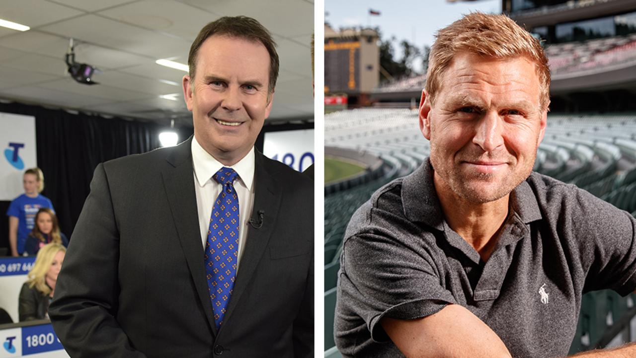 Tony Jones and Kane Cornes are part of the Sunday Footy Show panel.