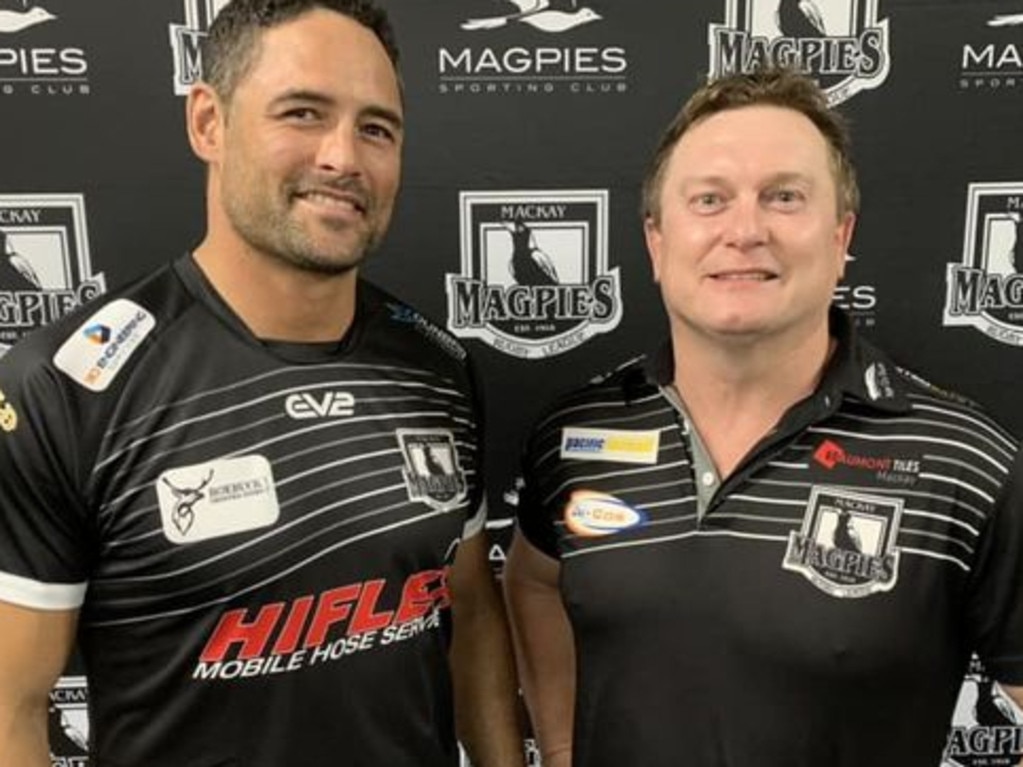 Scott Thorburn (right) played a hand in the Magpies' decision to bring his coaching replacement Hep Cahill (left). Picture: Mackay Magpies Senior Rugby League Facebook.